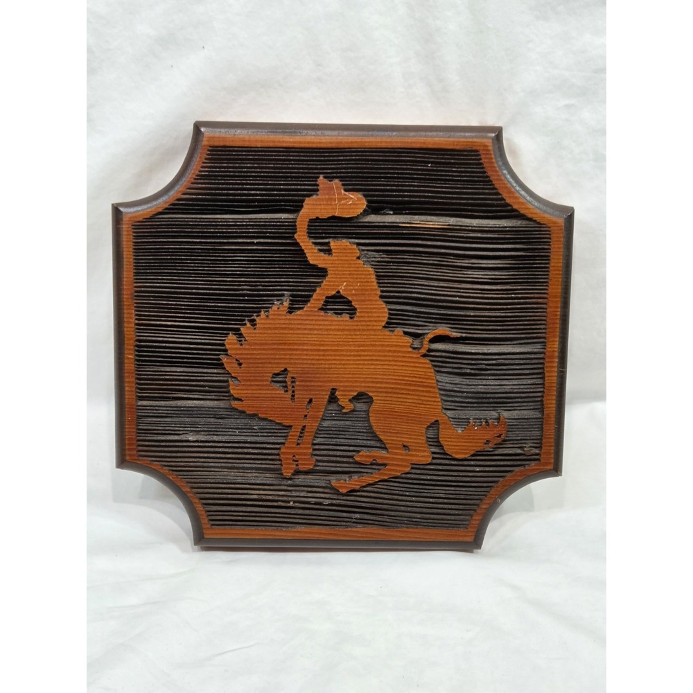 Saw Carved Art Wood Wall Plaque Cowboy Bucking Bronco Limited South Dakota